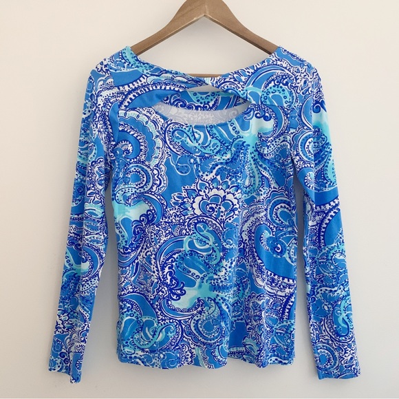 Lilly Pulitzer Top Tristan Coastal Blue Legga Sea - Picture 4 of 10